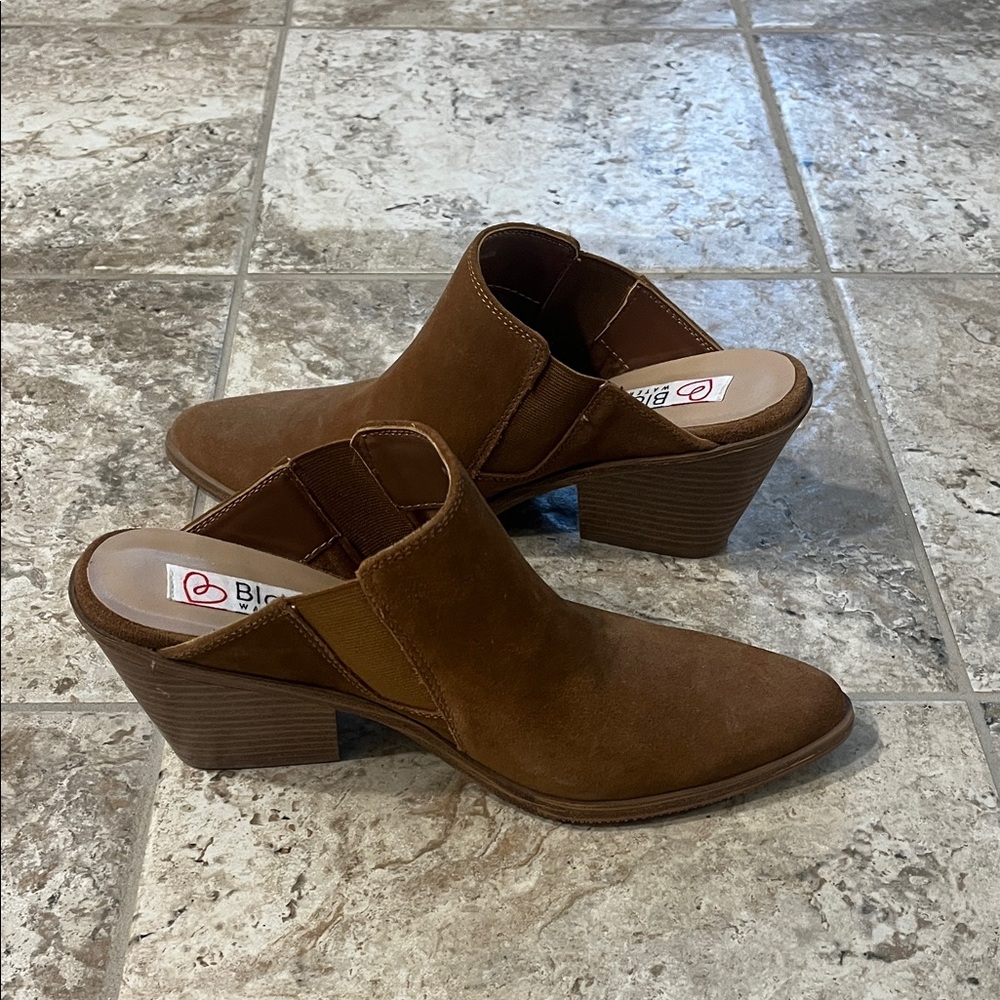 Blondo Brown Suede Mules
